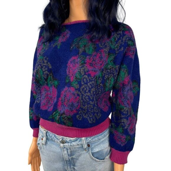 Vintage 1980’s Rare Emmanuel Ungaro Paris Floral Print Sweater Size Medium - Picture 2 of 6